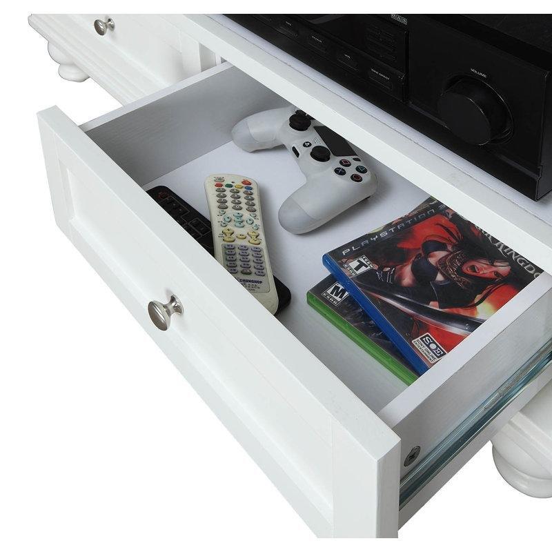 Beyaz Endüstriyel Ahşap 40 İnç Mini TV Ünitesi Kabin Kapılı ve Raflı - 80248