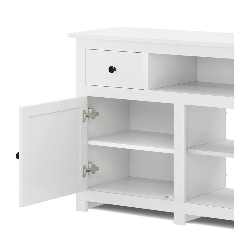 Beyaz Endüstriyel Ahşap 70 cm Geniş Kırsal Tv Ünitesi Çekmeceli ve Şarj İstasyonlu - 80020