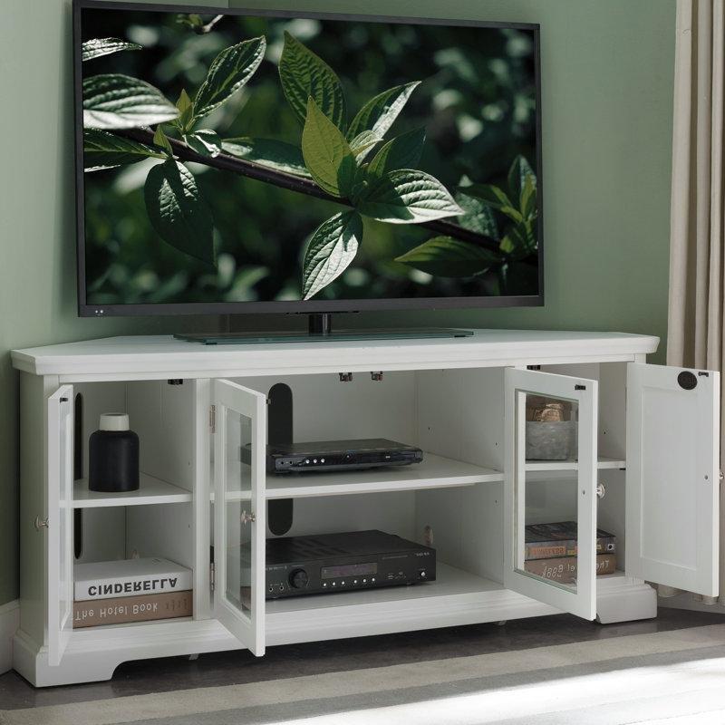 Beyaz Endüstriyel Ahşap Köşe TV Ünitesi 145x50x64 cm