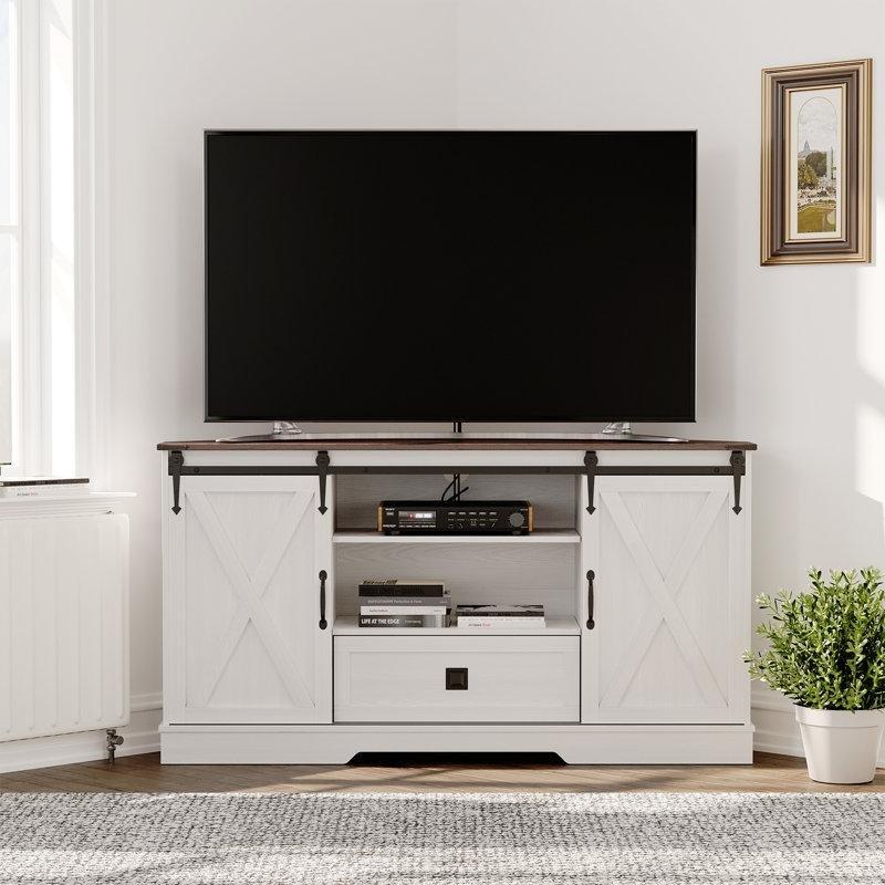 Beyaz Endüstriyel Ahşap Köşe TV Ünitesi 147 cm