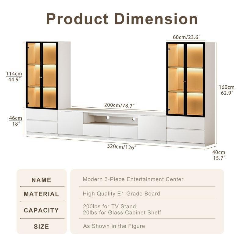 Beyaz Endüstriyel Ahşap TV Ünitesi ve Orta Sehpa Takımı 320x200 cm - 79597