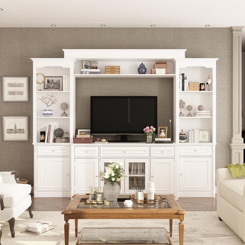 Beyaz Geniş Kitaplıklı Modern TV Ünitesi 104 cm
