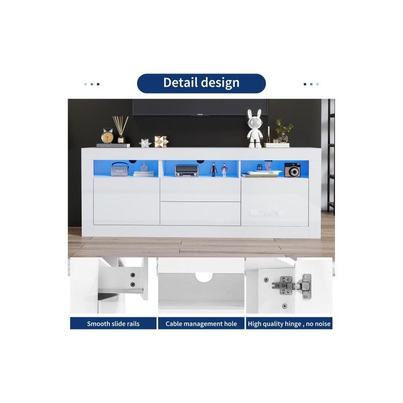 Beyaz LEDli Modern TV Sehpası 160 cm