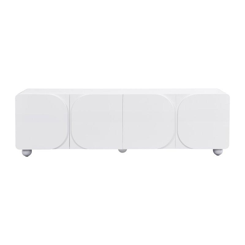 Beyaz Minimal Metal Ayaklı TV Sehpası 174x54x42 cm