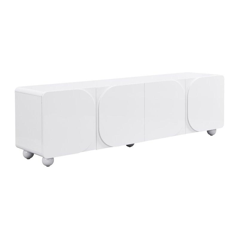 Beyaz Minimal Metal Ayaklı TV Sehpası 174x54x42 cm