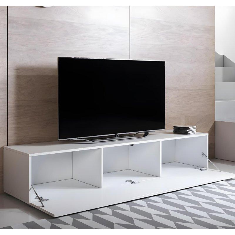 Beyaz Parlak Kaplamalı Geniş TV Ünitesi 160 cm