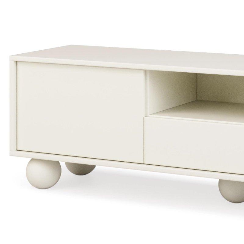 Beyaz Renk TV Ünitesi 154 cm Yuvarlak Ahşap Ayaklı - 78976