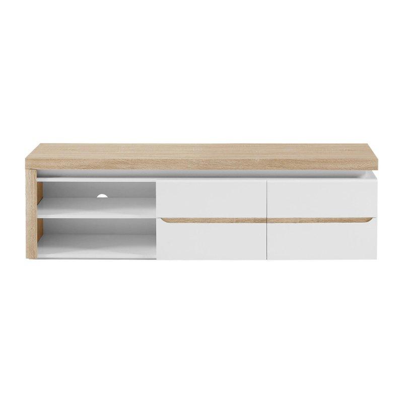 Beyaz ve Ahşap Tonlu Modern TV Sehpası 160 cm