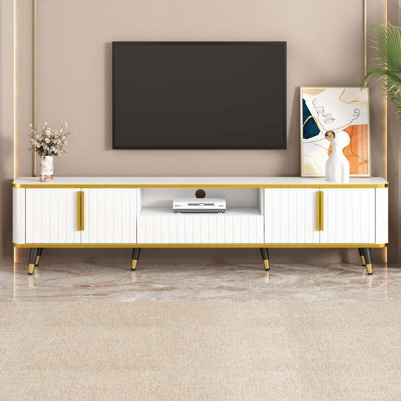 Beyaz ve Altın Detaylı Depolama TV Ünitesi 200 cm - 79345