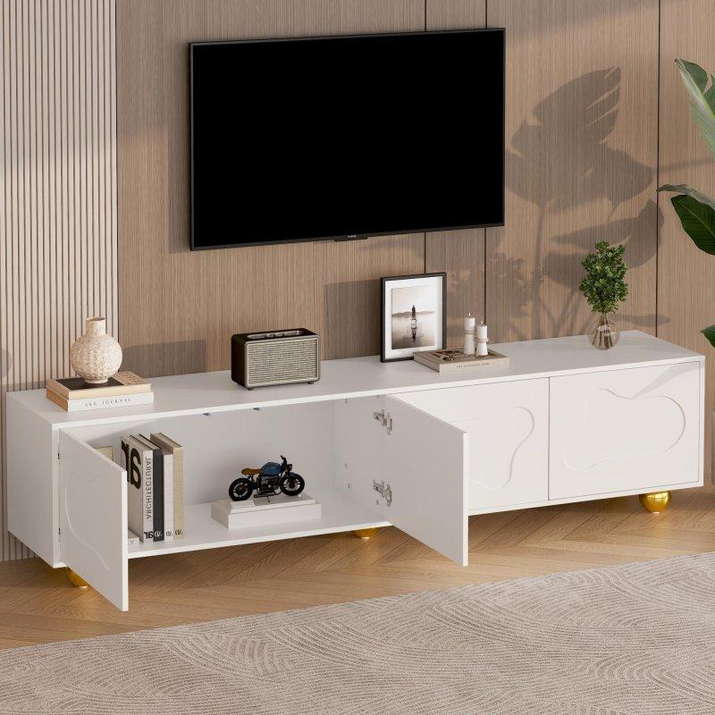 Bulut Desenli Beyaz Modern TV Ünitesi 180 cm