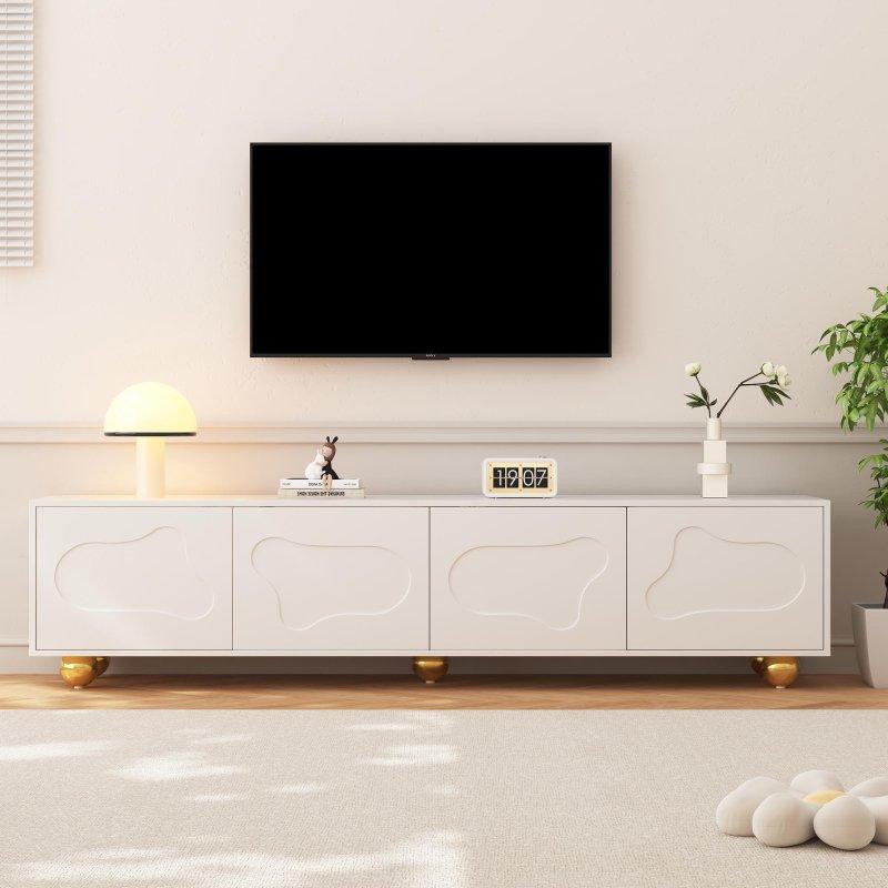 Bulut Desenli Beyaz TV Ünitesi 180 cm