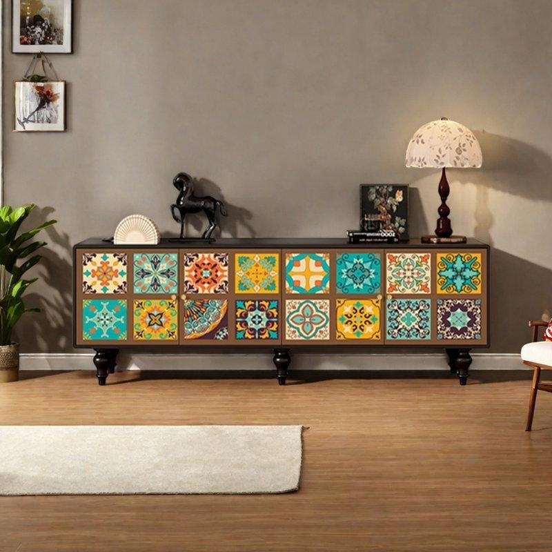 Çam Ağacından Renkli Desenli TV Ünitesi 180 cm - 80347