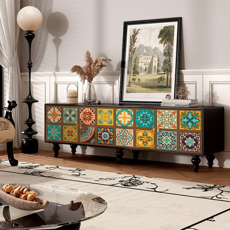 Çam Ağacından Renkli Desenli TV Ünitesi 180 cm - 80347