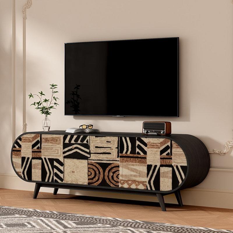 Ceviz Ağacı Siyah Çok Renkli Desenli TV Ünitesi 180 cm - 80314