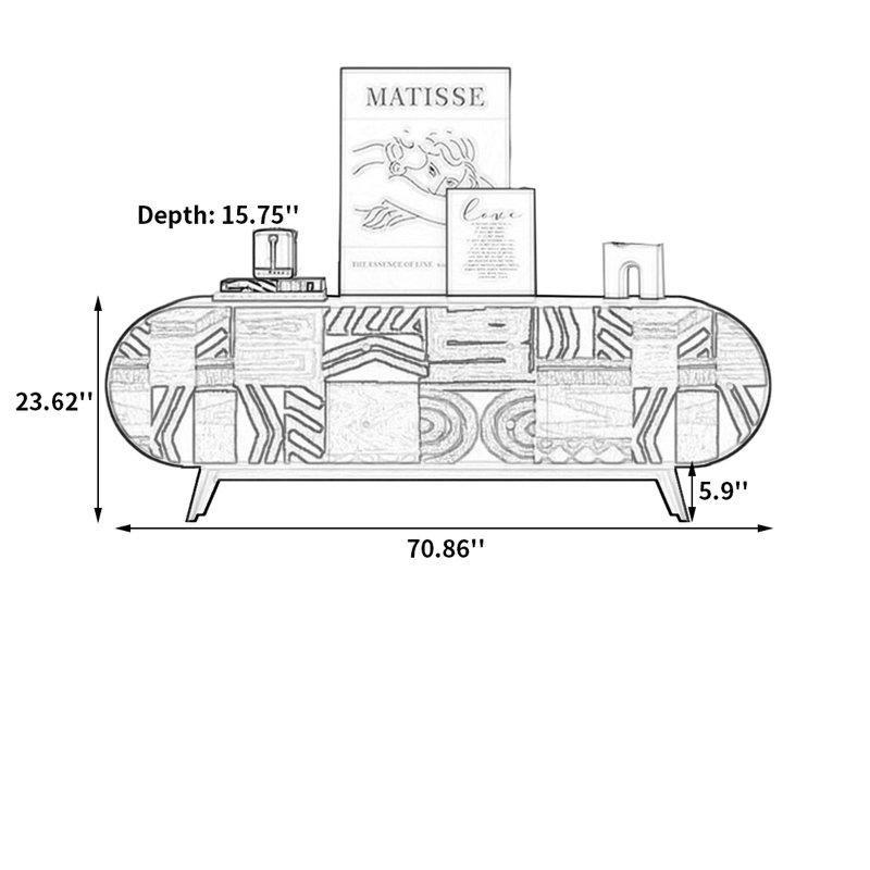 Ceviz Ağacı Siyah Çok Renkli Desenli TV Ünitesi 180 cm - 80314