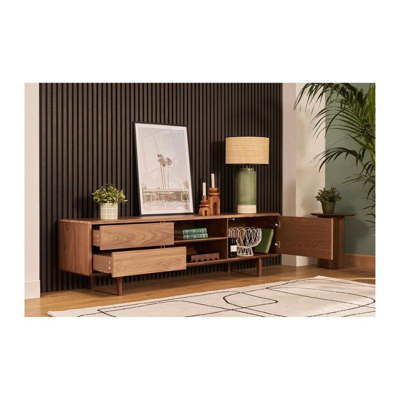 Ceviz Ahşap Retro TV Sehpası 180 cm