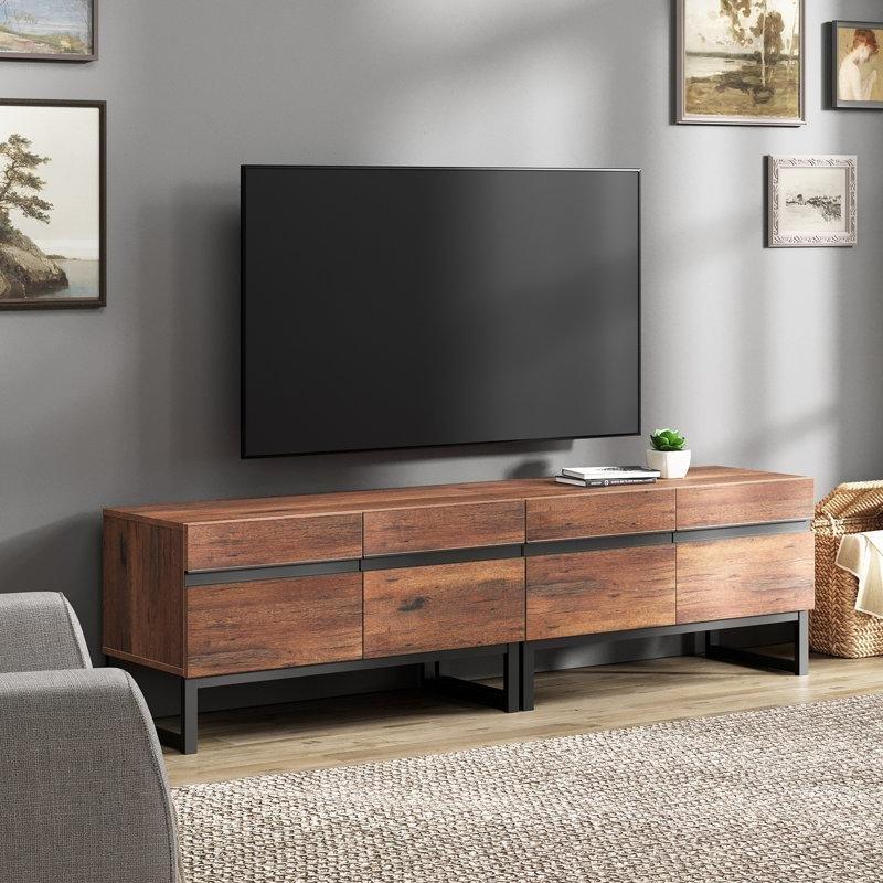 Ceviz Desenli Endüstriyel Ahşap TV Ünitesi 180 cm - 79123
