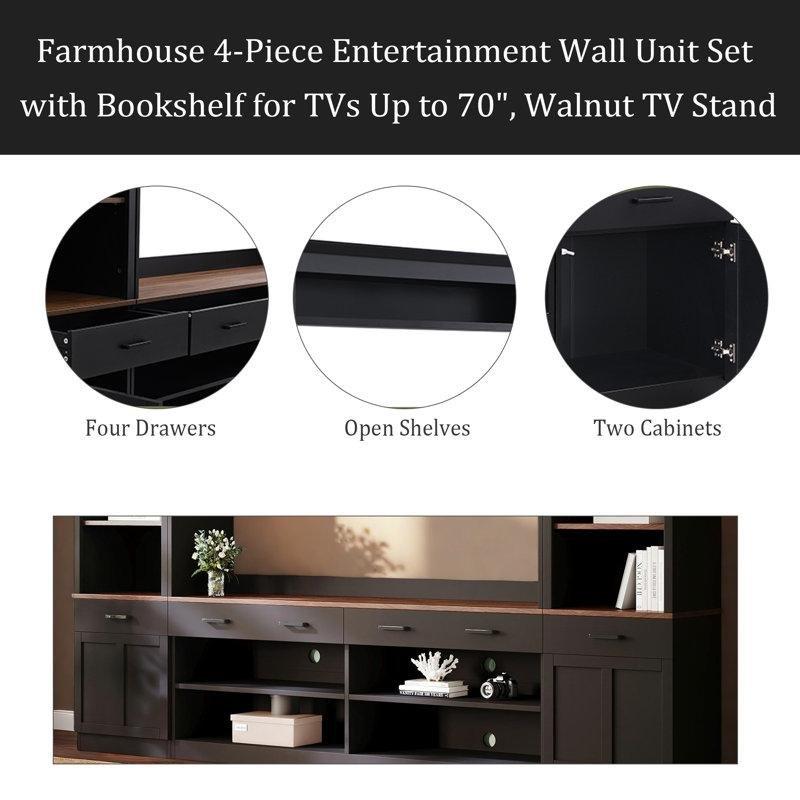 Ceviz Dokulu Kitaplıklı Modern TV Ünitesi 108 cm