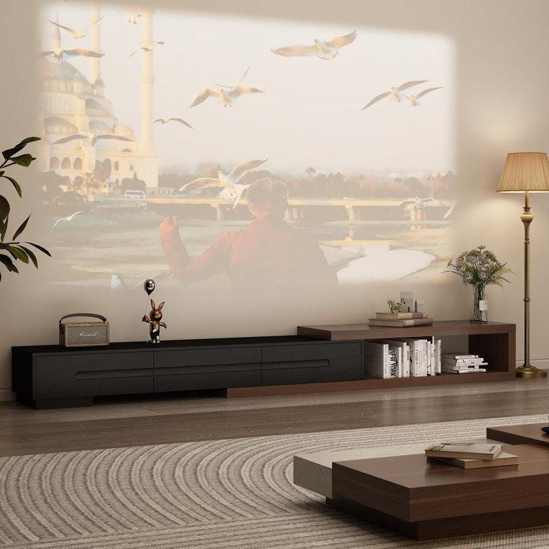 Ceviz Görünümlü Açılır Antrasit TV Ünitesi 280x39x32 cm