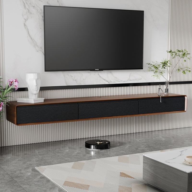 Ceviz Rengi Endüstriyel Ahşap Duvara Monte TV Ünitesi 200x25x25 cm - 78385