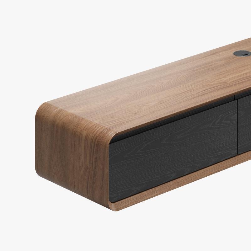 Ceviz Rengi Endüstriyel Ahşap Duvara Monte TV Ünitesi 200x25x25 cm - 78385
