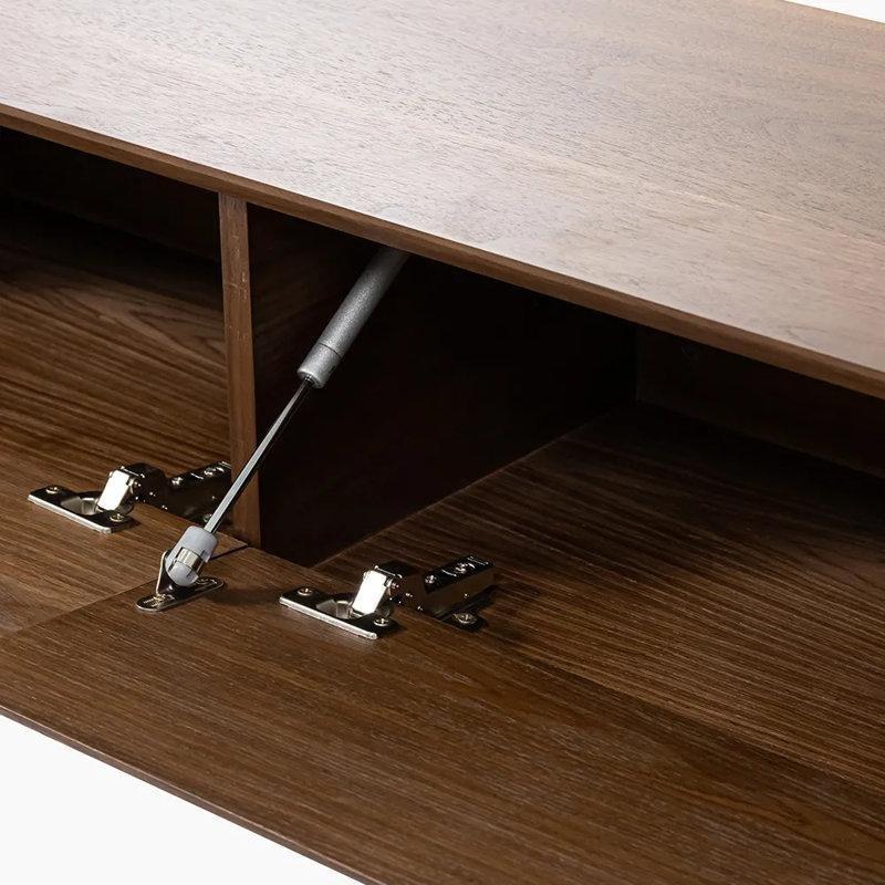 Ceviz Rengi Endüstriyel Ahşap Duvara Monte TV Ünitesi 240 cm ve Eşleşen 100 cm Kahve Masası - 78541