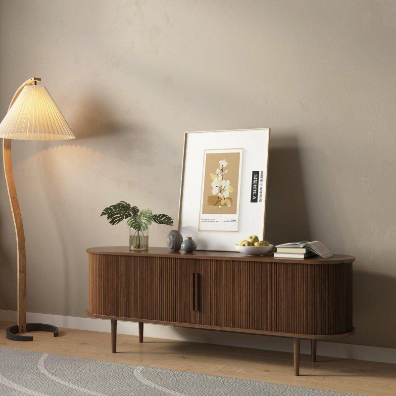 Ceviz Rengi Lameli İskandinav TV Ünitesi 160x58 cm - 79045