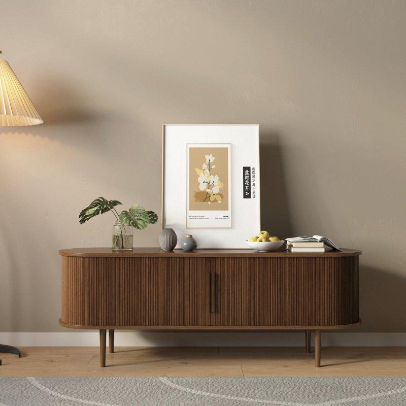 Ceviz Rengi Lameli İskandinav TV Ünitesi 160x58 cm - 79045