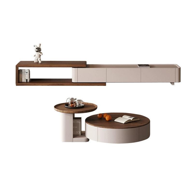 Ceviz Rengi Masif Ahşap TV Ünitesi ve Orta Sehpa Takımı - 79915