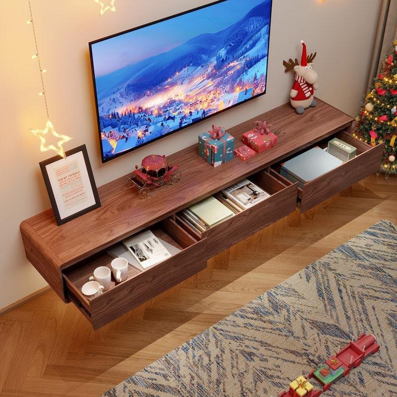 Ceviz Rengi Masif Köşeli Duvara Monte TV Ünitesi 37 cm x 26 cm - 78361