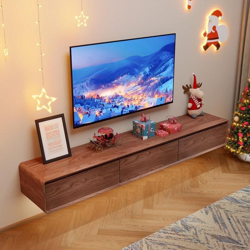 Ceviz Rengi Masif Köşeli Duvara Monte TV Ünitesi 37 cm x 26 cm - 78361