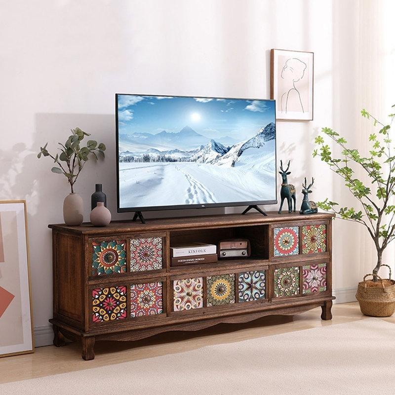 Ceviz Rengi Masif Paulownia Ahşap TV Ünitesi 150x38x59 cm - 80344