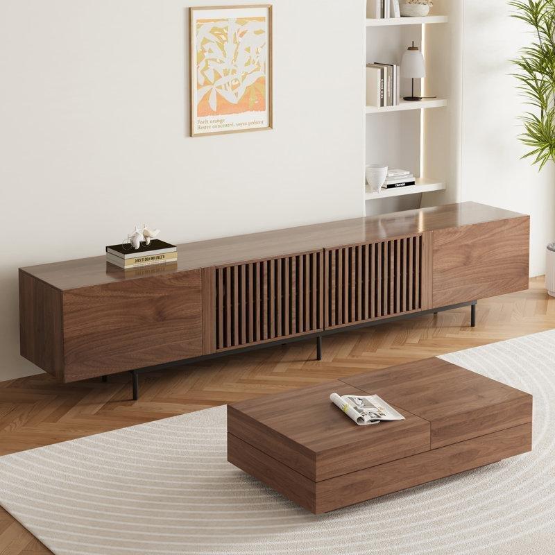 Ceviz Rengi MDF Malzeme TV Ünitesi ve Orta Sehpa Takımı 120x40 cm - 79867