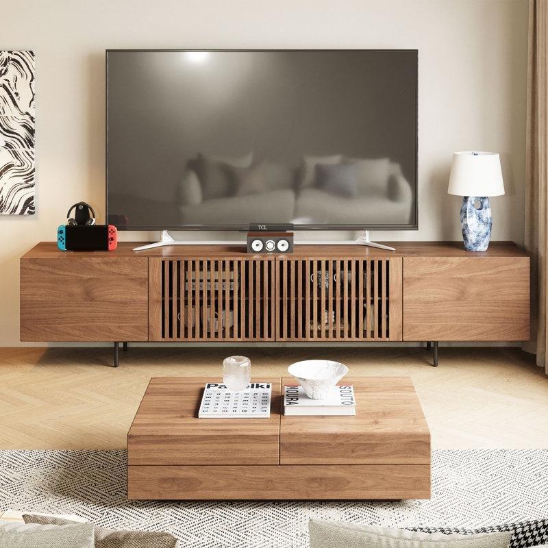 Ceviz Rengi MDF Malzeme TV Ünitesi ve Orta Sehpa Takımı 120x40 cm - 79867