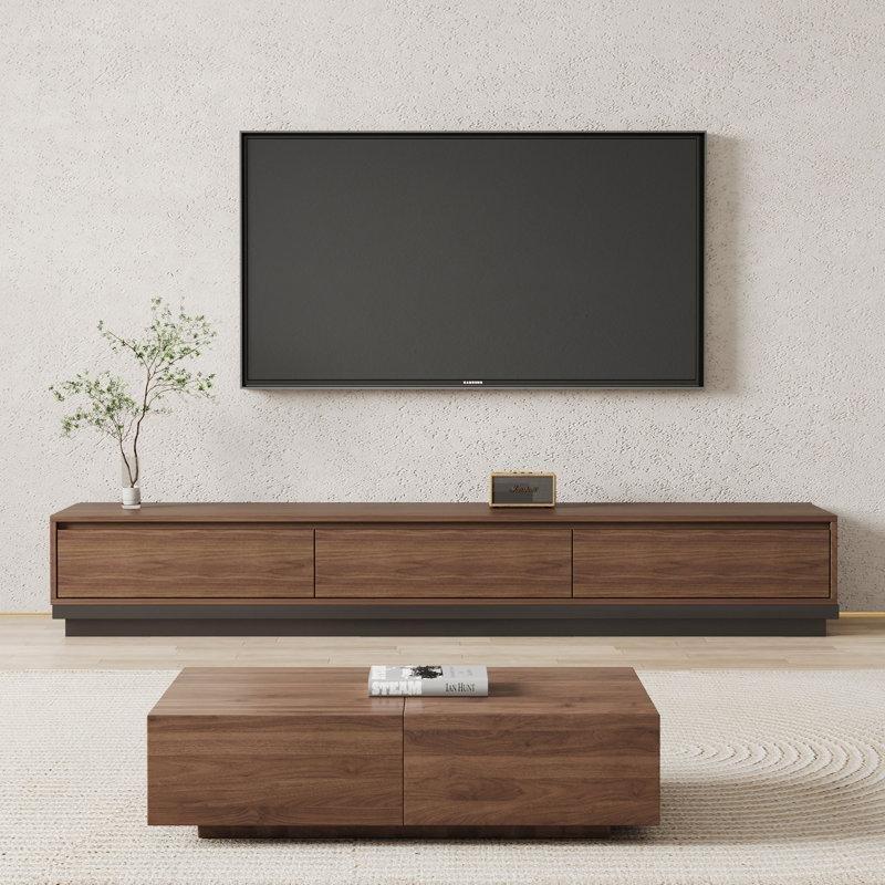 Ceviz Rengi MDF Malzemeli Genişletilebilir TV Ünitesi ve Orta Sehpa Takımı - 79483