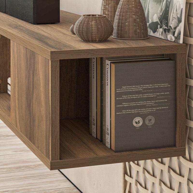 Ceviz Renginde Endüstriyel Ahşap 180 cm Duvara Monte TV Ünitesi - 78379