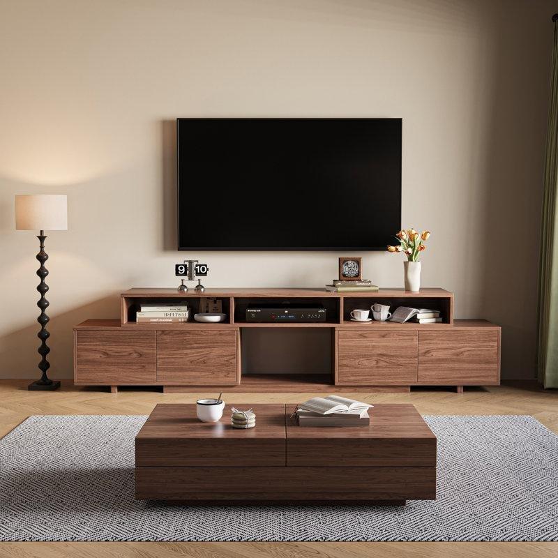 Ceviz Renkli Genişletilebilir TV Ünitesi ve Orta Sehpa Takımı 160-260 cm - 79504