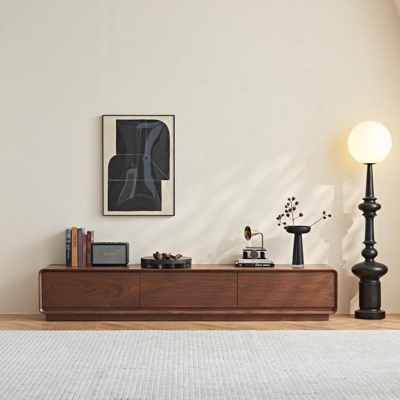 Ceviz Renkli Masif Ahşap TV Ünitesi 200x40x35 cm - 78304