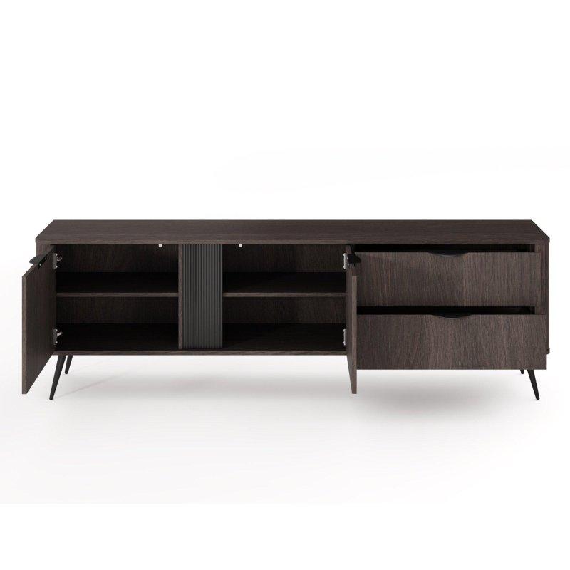 Çift Kapılı Koyu Meşe Raylı TV Ünitesi 195 cm - 78988