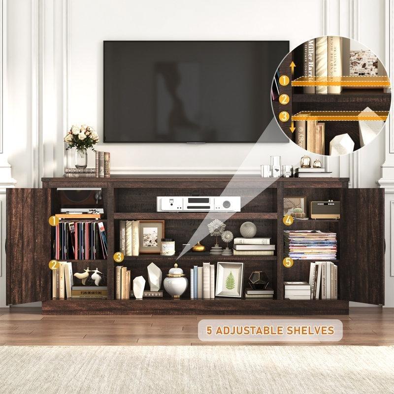 Çiftli Ahşap Kapılı Kırsal Tasarımlı TV Ünitesi 190x38x85 cm - 80047