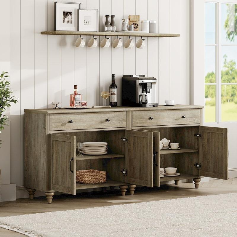 Çiftli Tasarımlı Çekmeceli TV Ünitesi 172 cm Gri Ahşap - 78259