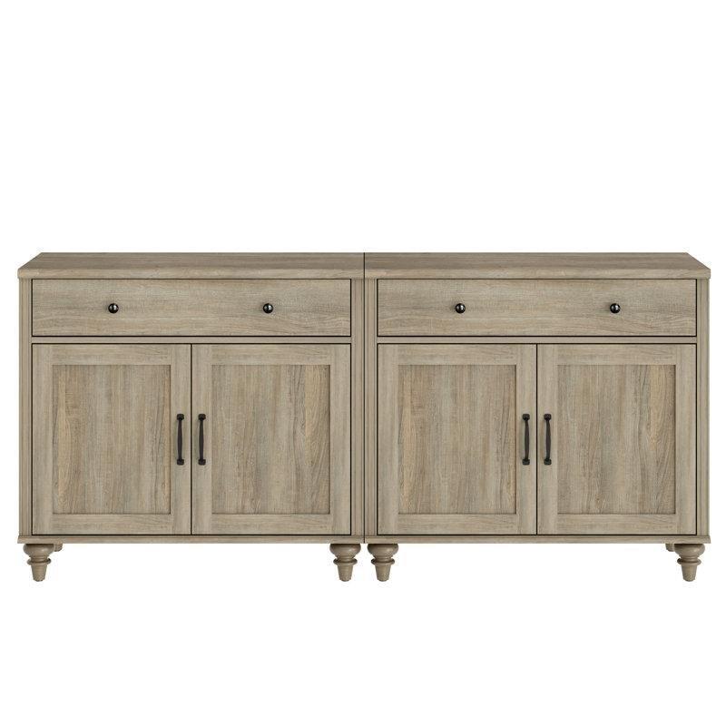 Çiftli Tasarımlı Çekmeceli TV Ünitesi 172 cm Gri Ahşap - 78259