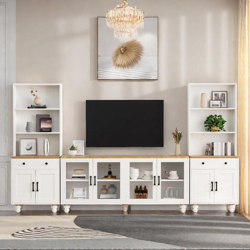 Çiftli Tasarımlı Endüstriyel Ahşap Dolaplı TV Ünitesi 280 cm - 78742