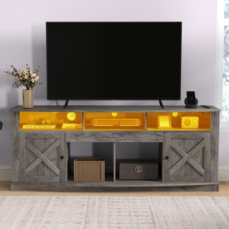 Çiftlik Tarzı TV Ünitesi 178 cm Geniş Ahşap Depolama Dolabı - 80017