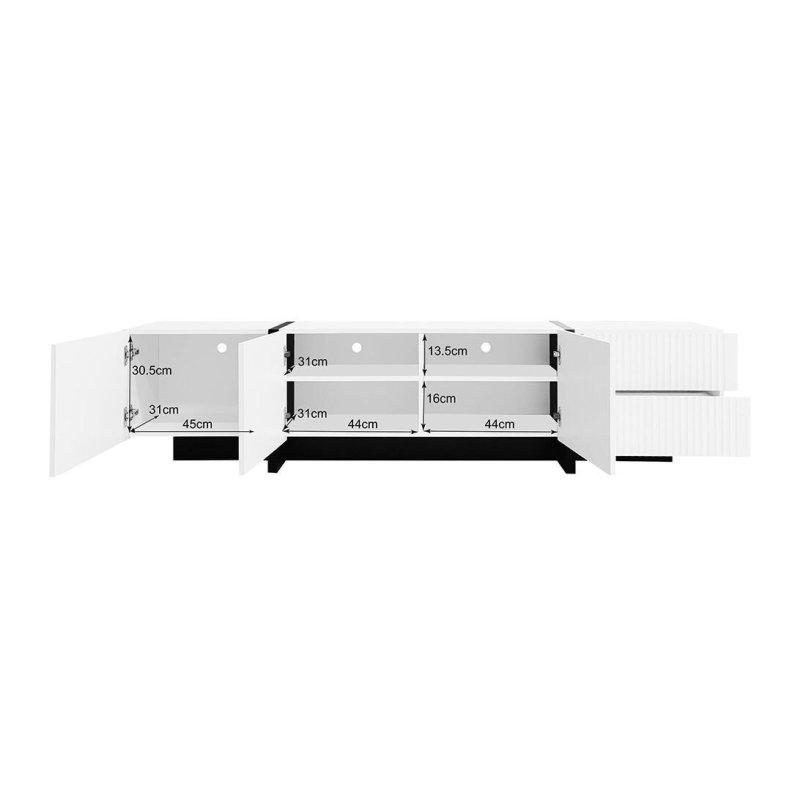 Çizgili Beyaz Siyah Modern TV Sehpası 190 cm