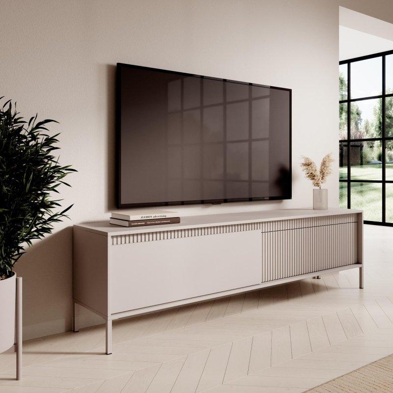 Çizgili Lamele Detaylı Bej TV Ünitesi 187x53 cm - 78979