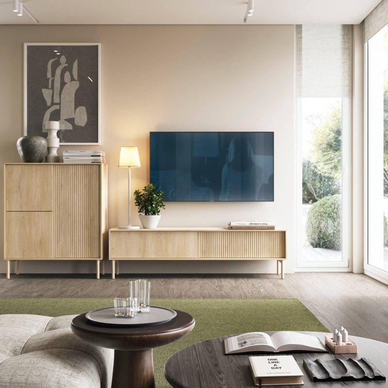 Cremona Renginde Çizgili Desenli 153 cm İskandinav TV Ünitesi - 78901