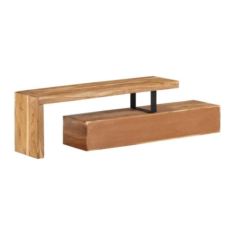 Doğal Ahşap Çizgisel TV Sehpası 112 cm