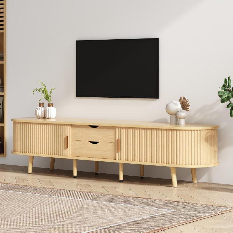 Doğal Ahşap Desenli 175 cm Modern TV Sehpası