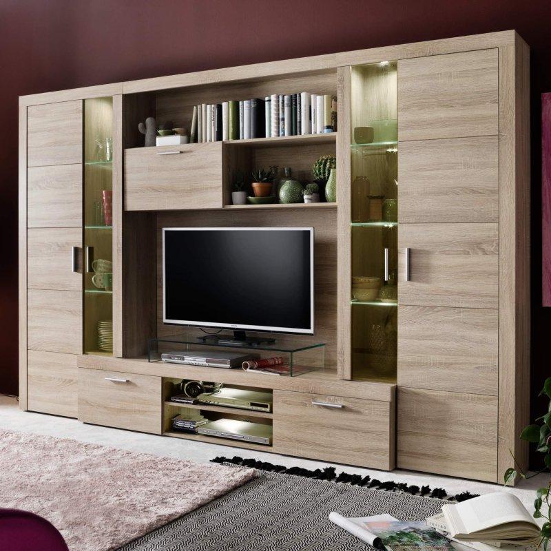 Doğal Ahşap Desenli Geniş TV Ünitesi 291 cm